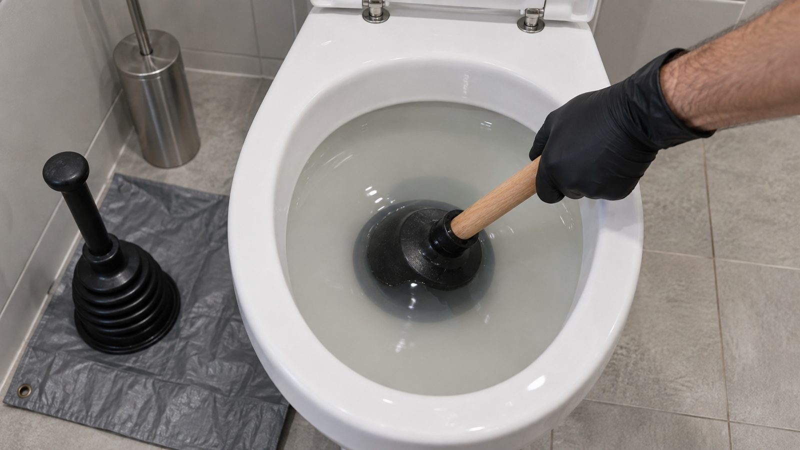 WC bouché débouché à la ventouse