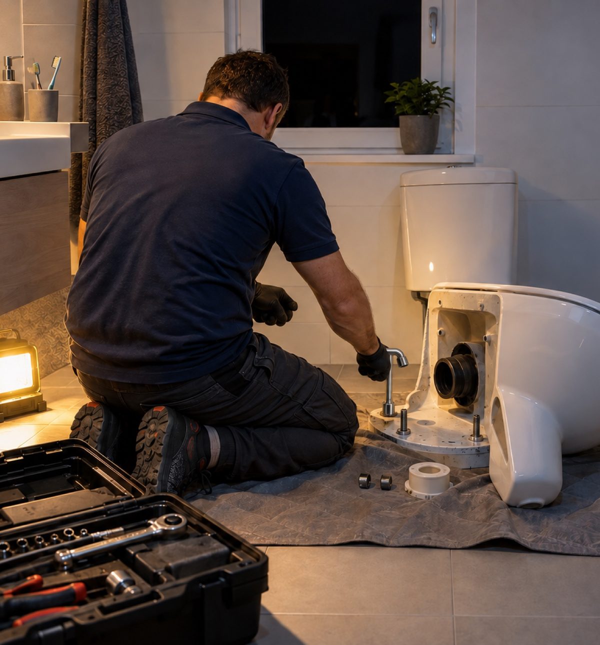 Intervention d'urgence sur un WC, de nuit